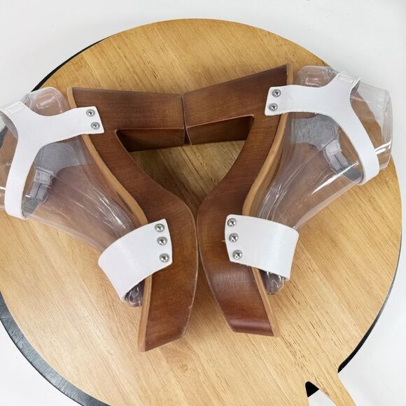 Madden Girl Lifft Chunky Platform Faux Leather Block Heel Sandals White 8 - Picture 5 of 12